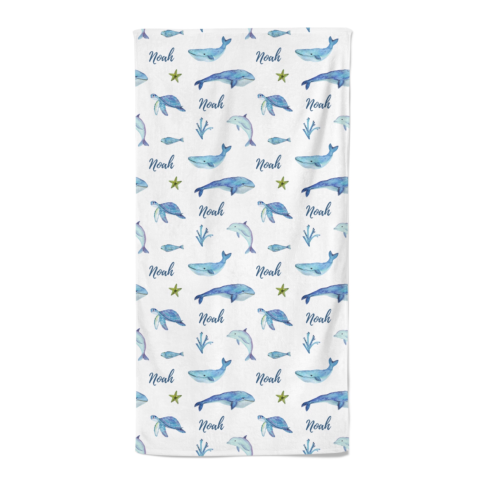 Sea Life (Blue) - Personalised Towel