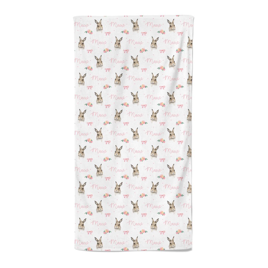 Bunnies (Pink) - Personalised Towel
