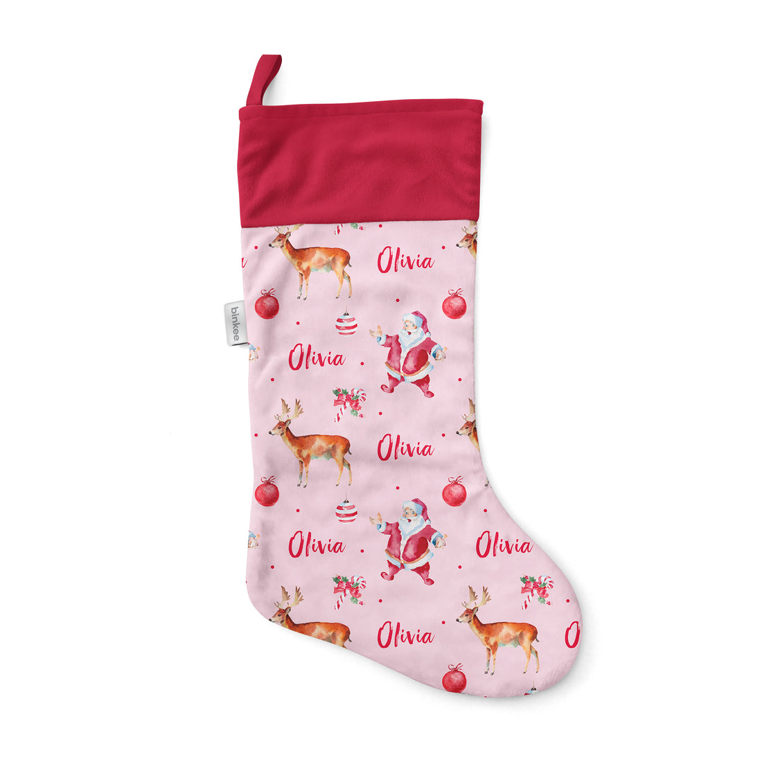 Vintage Santa (Pink) - Personalised Christmas Stocking