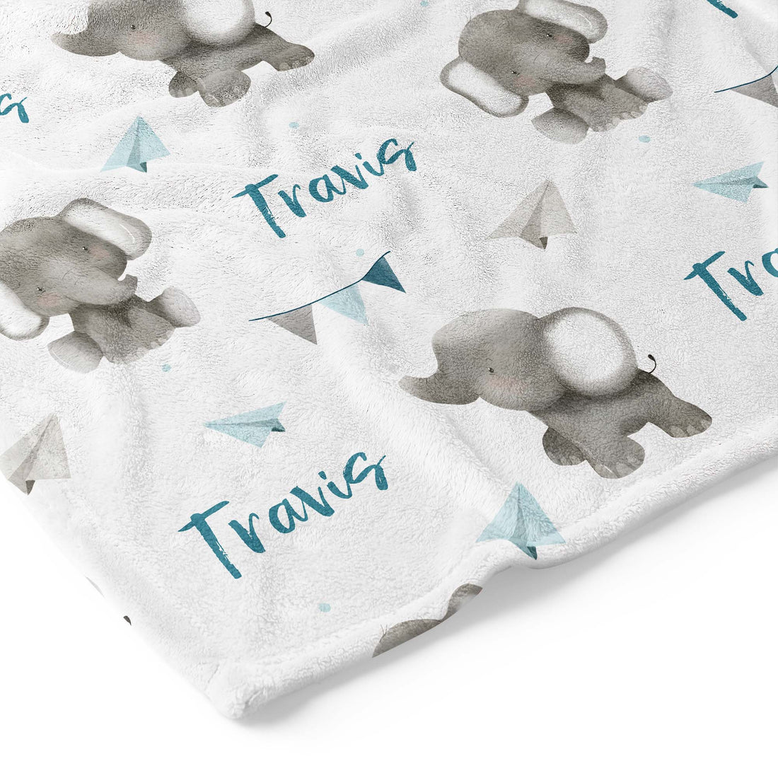 Baby Elephants (Blue) - Personalised Keepsake Blanket