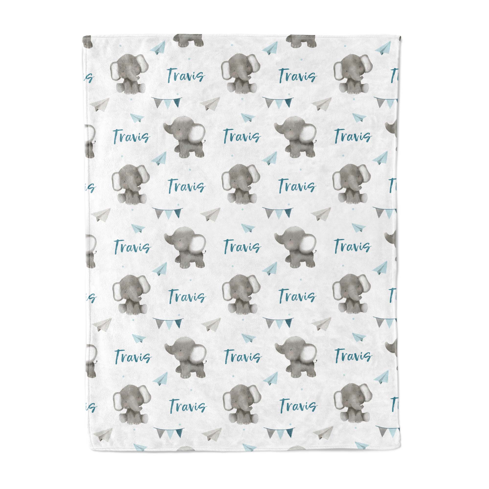 Baby Elephants (Blue) - Personalised Keepsake Blanket