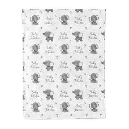 Baby Elephants (Grey) - Personalised Keepsake Blanket