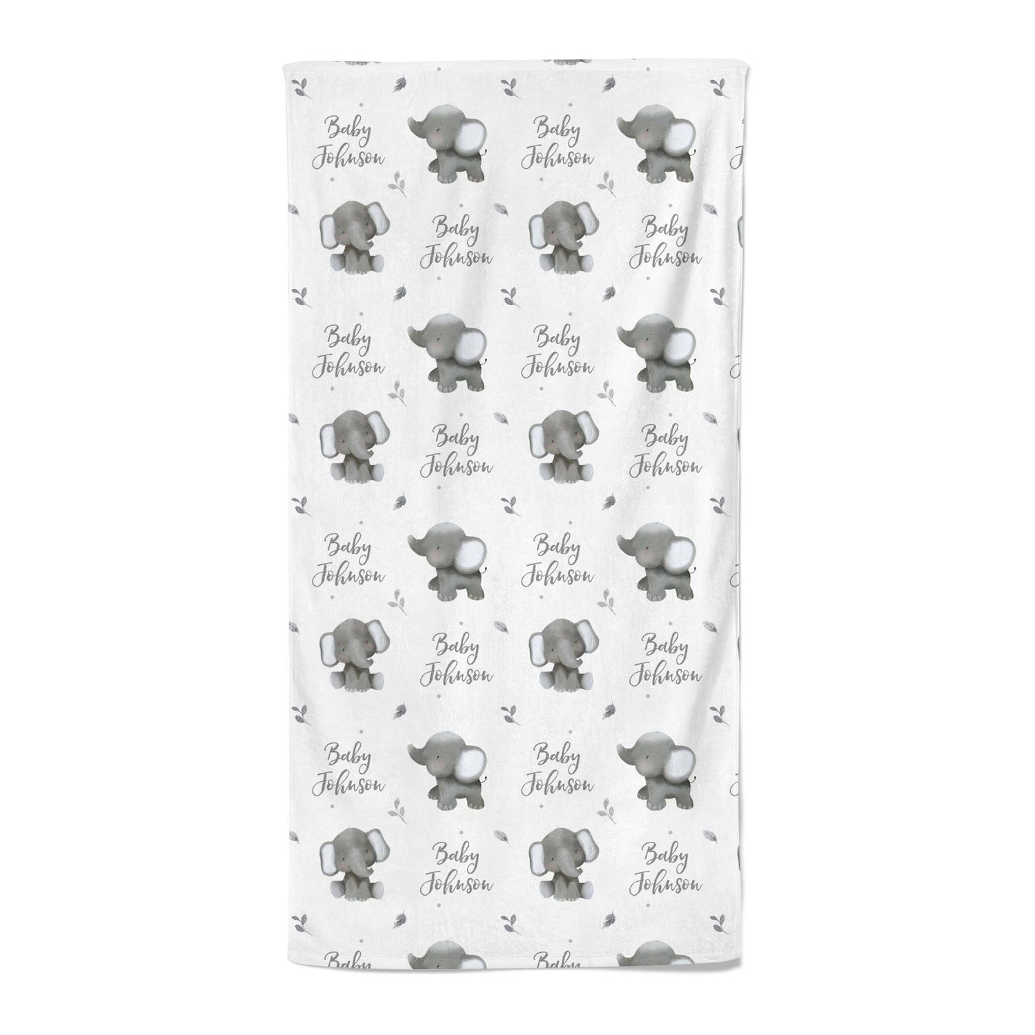 Baby Elephants (Grey) - Personalised Towel