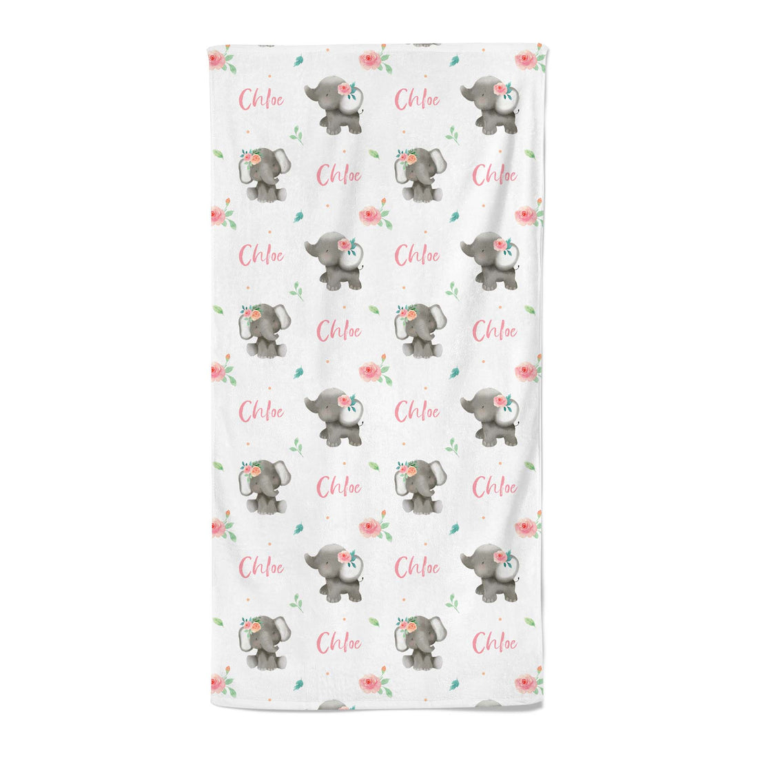 Baby Elephants (Pink) - Personalised Towel